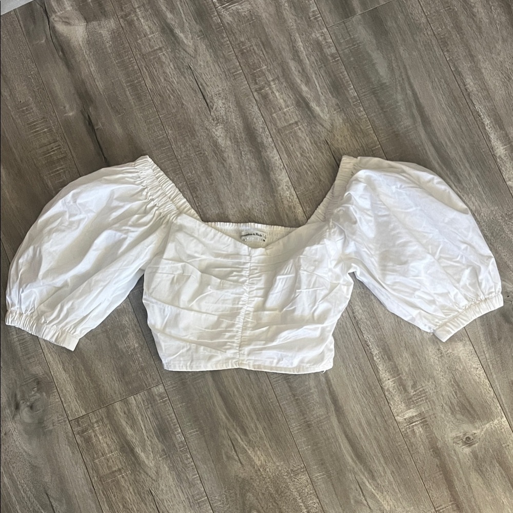 Abercrombie & Fitch White Puff Sleeve Blouse